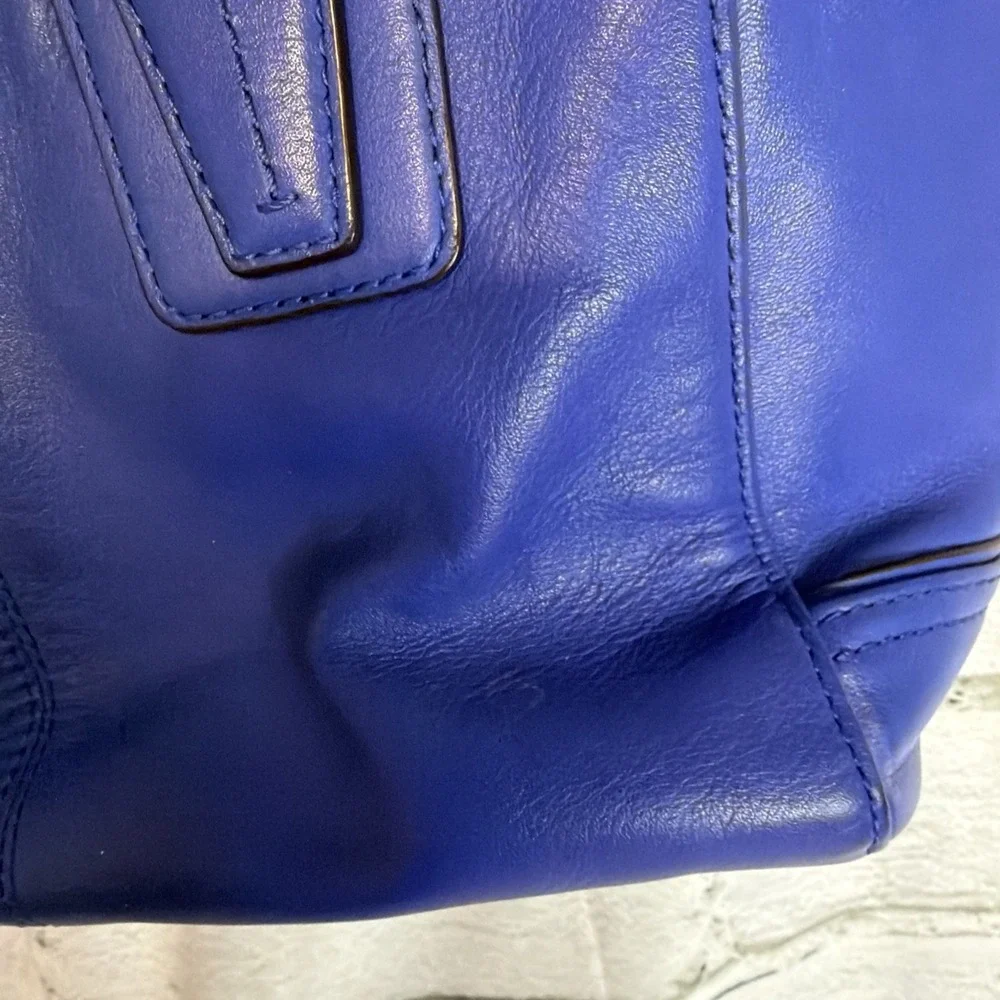 COACH Royal Blue Leather Satchel‎ Crossbody Bag Silver Hardware EUC Rare